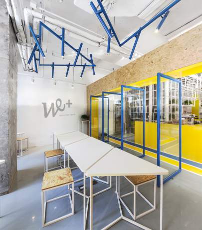 Yellow blue office in China
