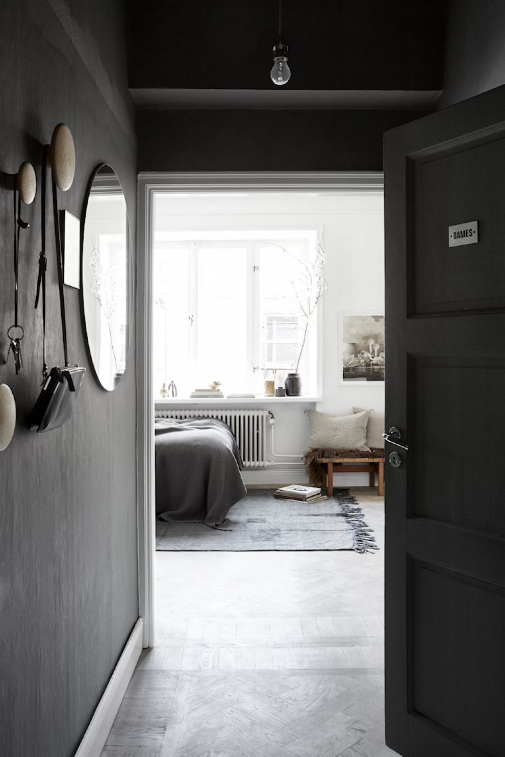 grey walls in entry room
