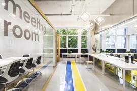 Yellow blue office in China