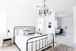 Iron bed in bedroom