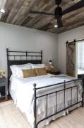 Iron bed in bedroom