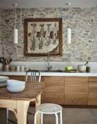 Kitchen without upper cabinets