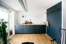 Kitchen without upper cabinets