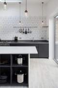 Kitchen without upper cabinets