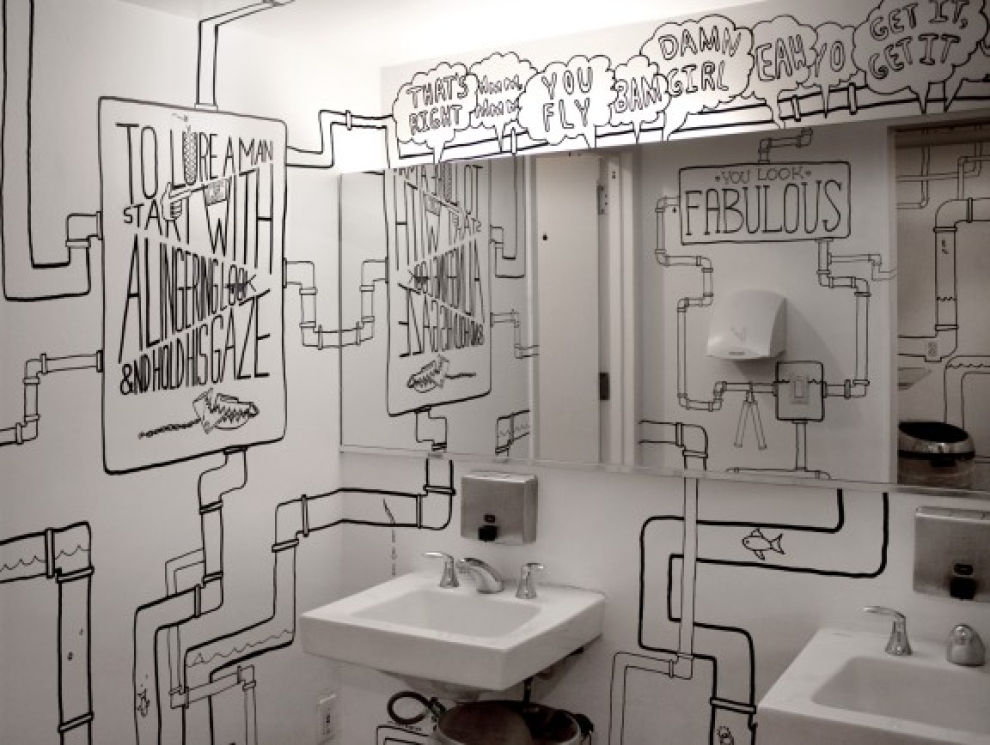 Bathroom drawn walls