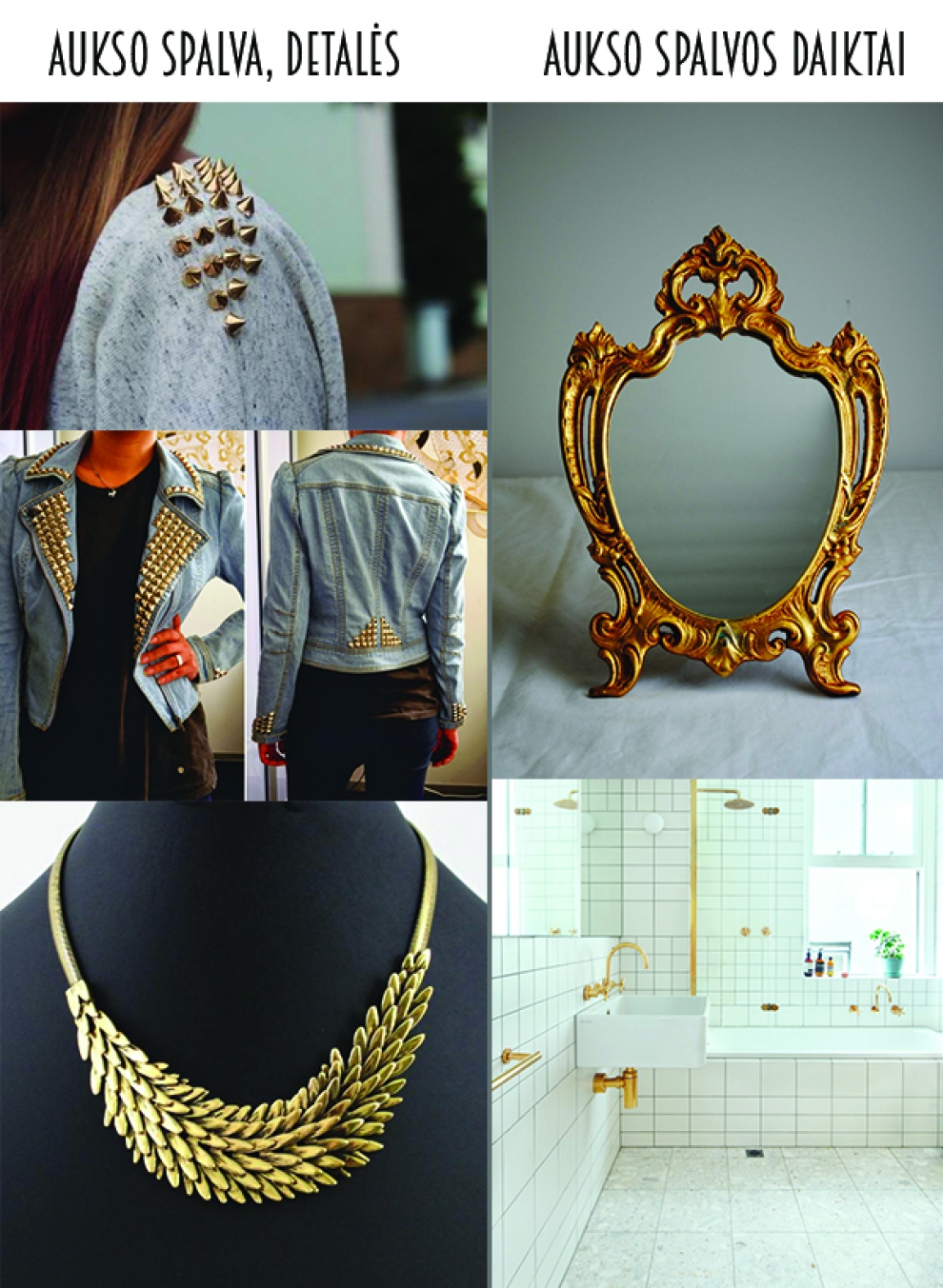 Aukso spalva mood board