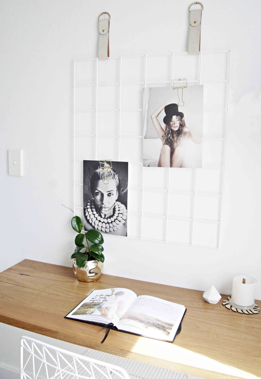 White grid mood board