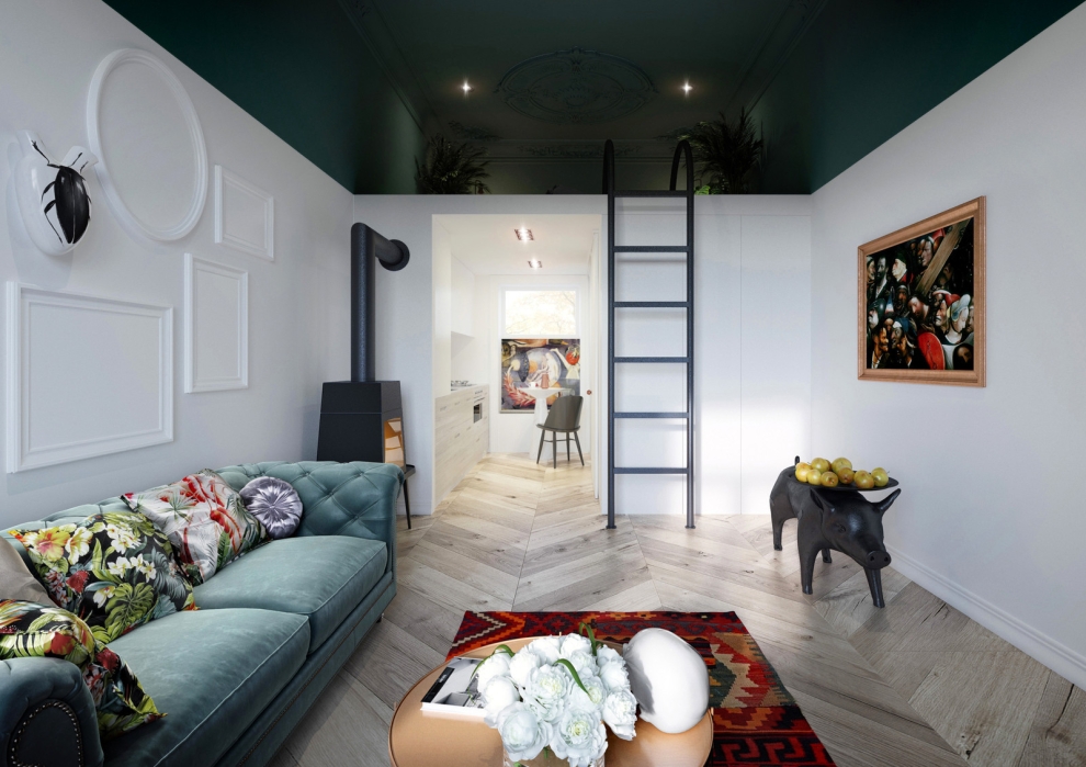 eclectic apartment interior