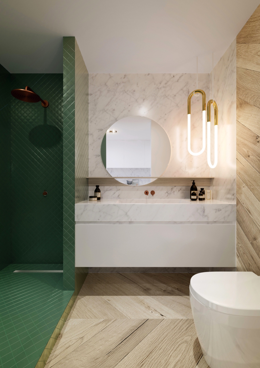 green tiles bathroom