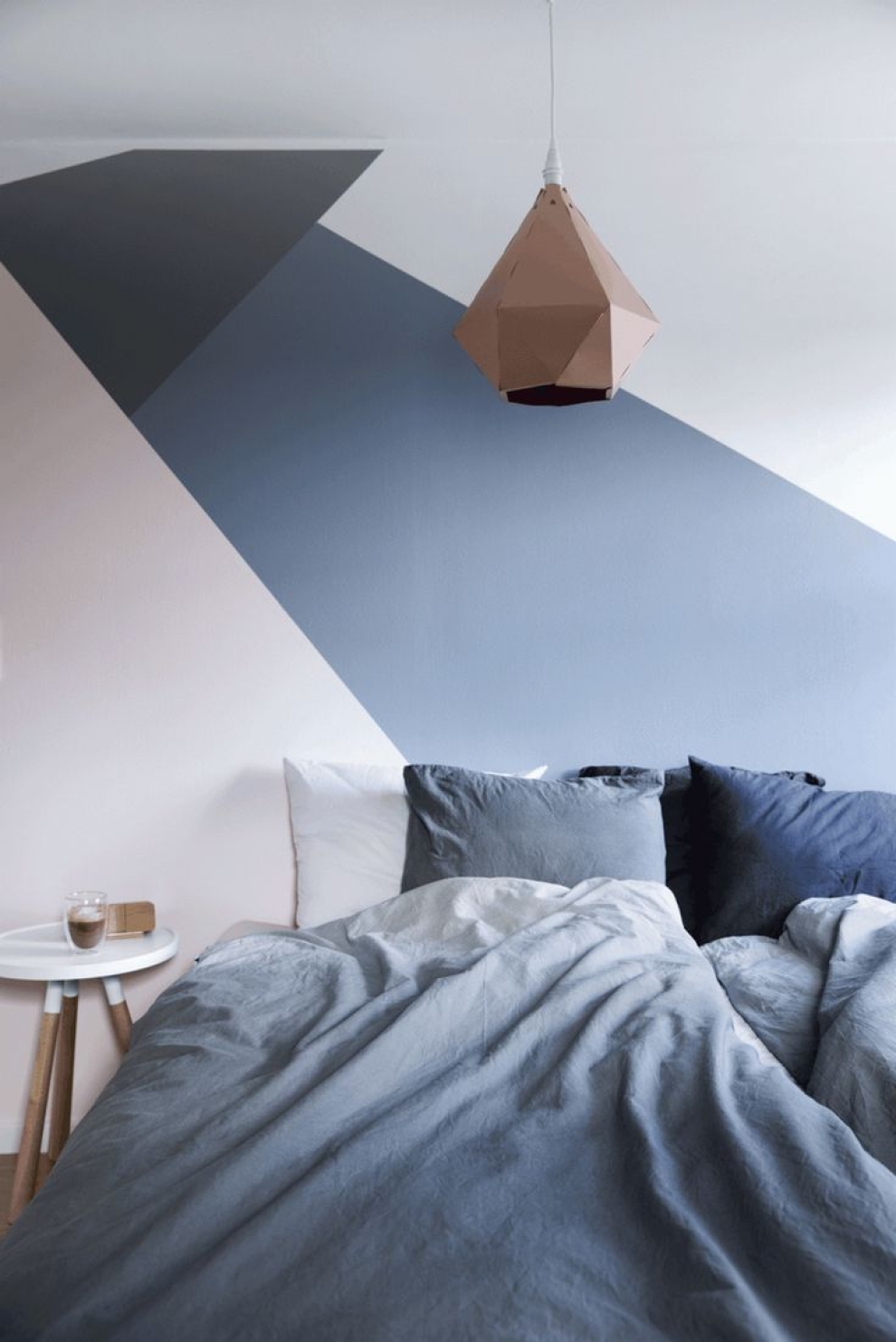 geometric wall painting bedroom
