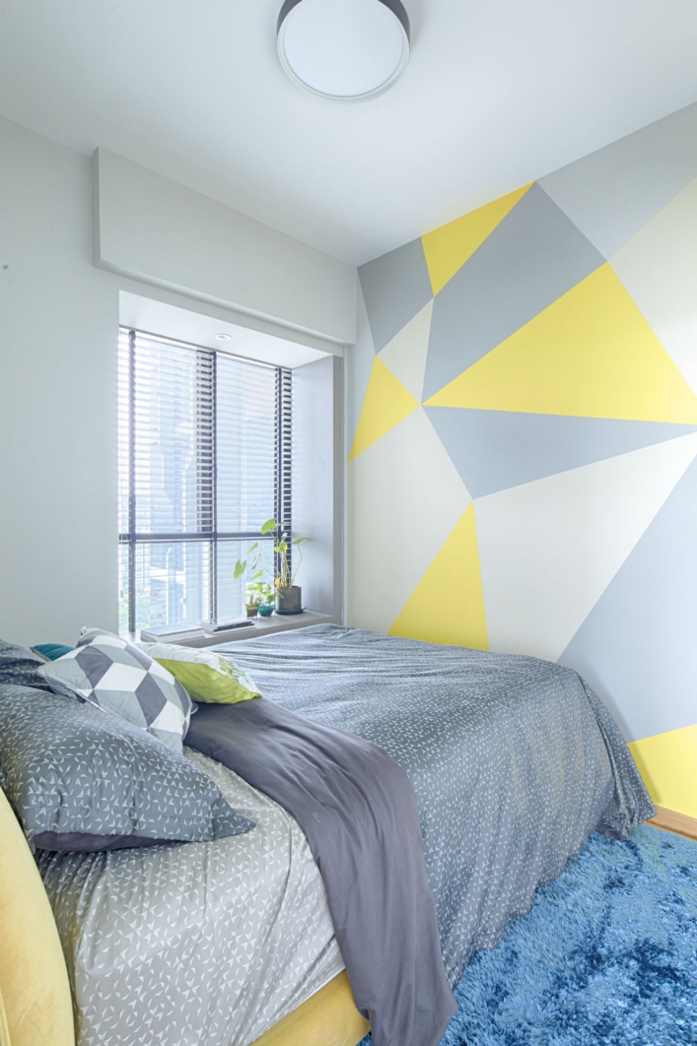 geometric walls bedroom