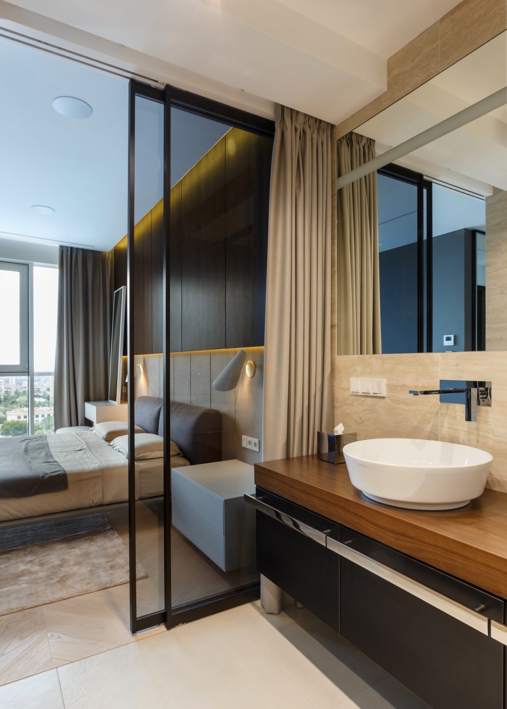 bathroom behind glass