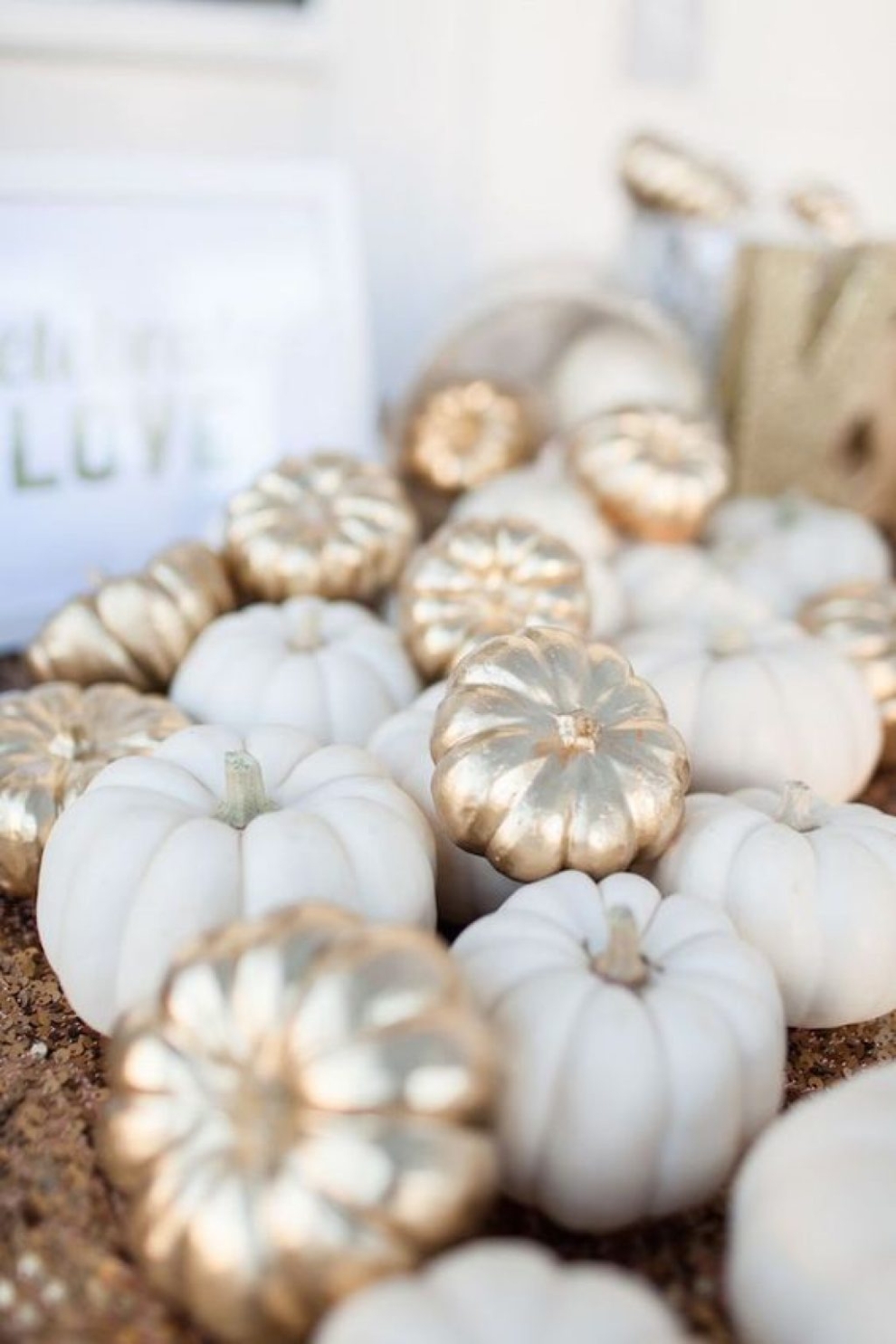 white and gold pumpkins