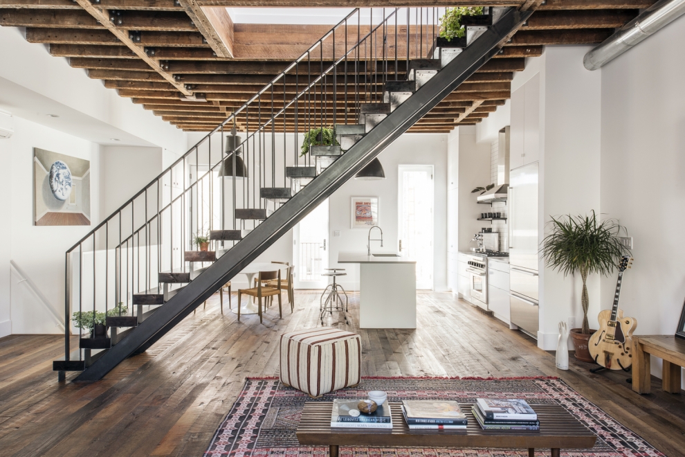 staircase in living room