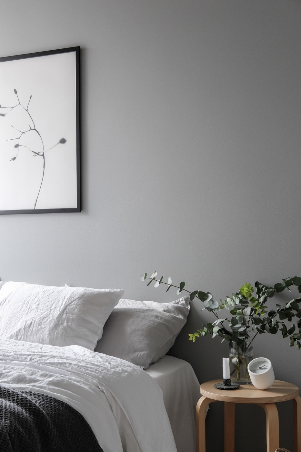 eucalyptus branches in bedroom