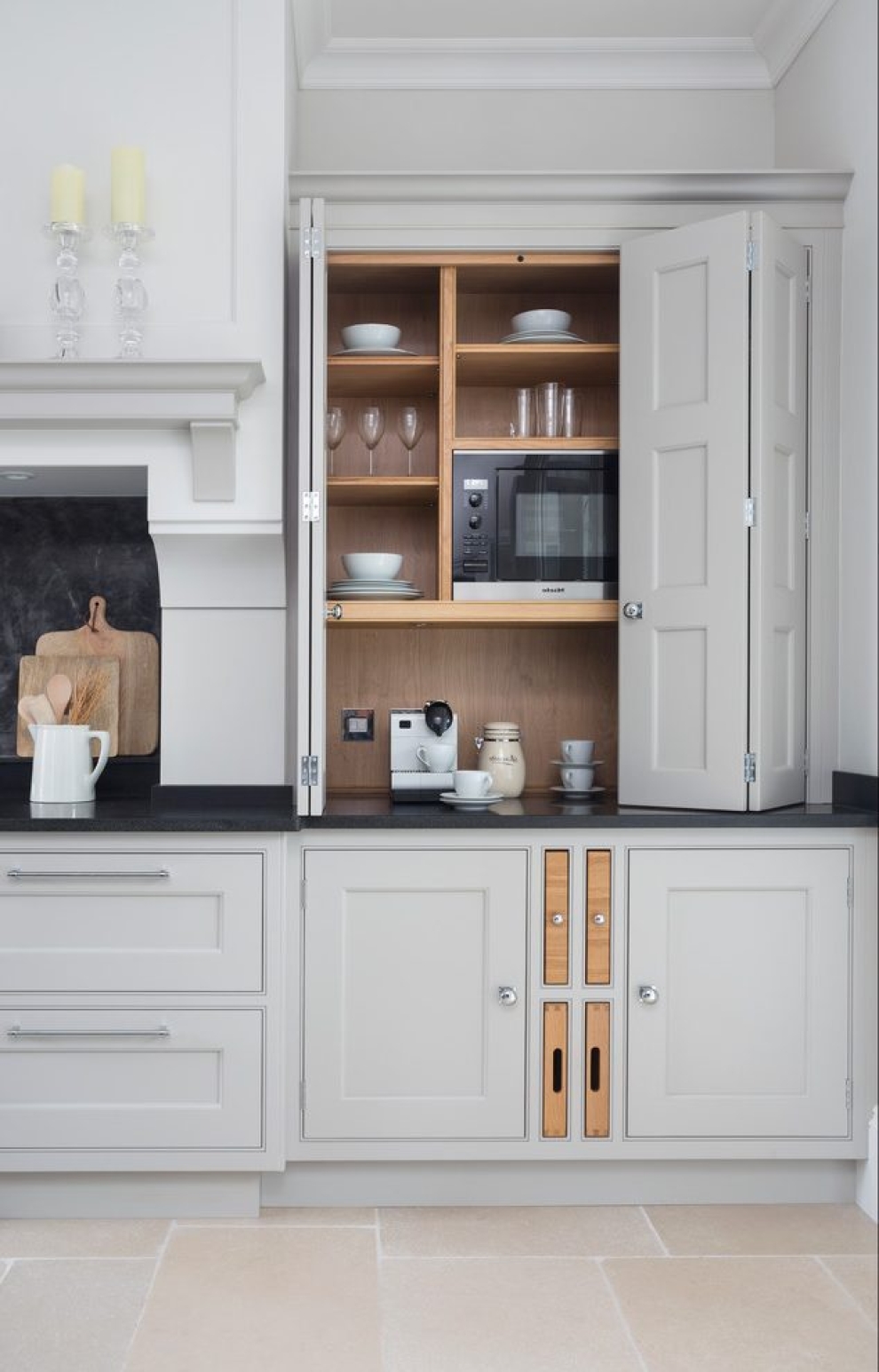 microwave in tall cabinet
