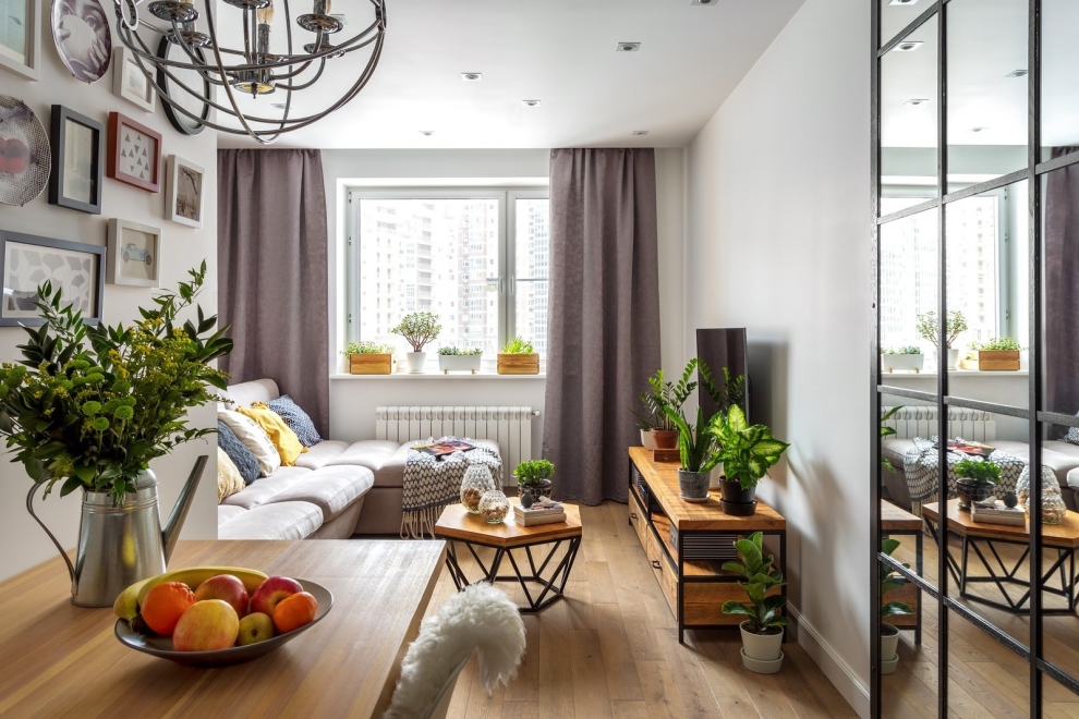 living room and kitchen