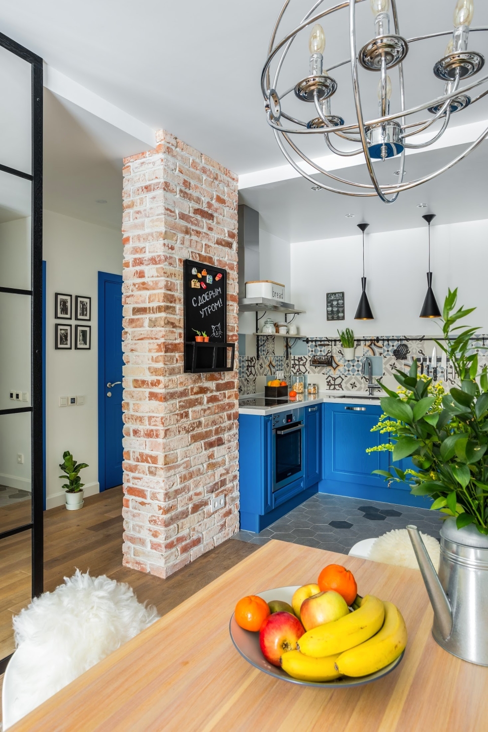 brick wall in the kitchen