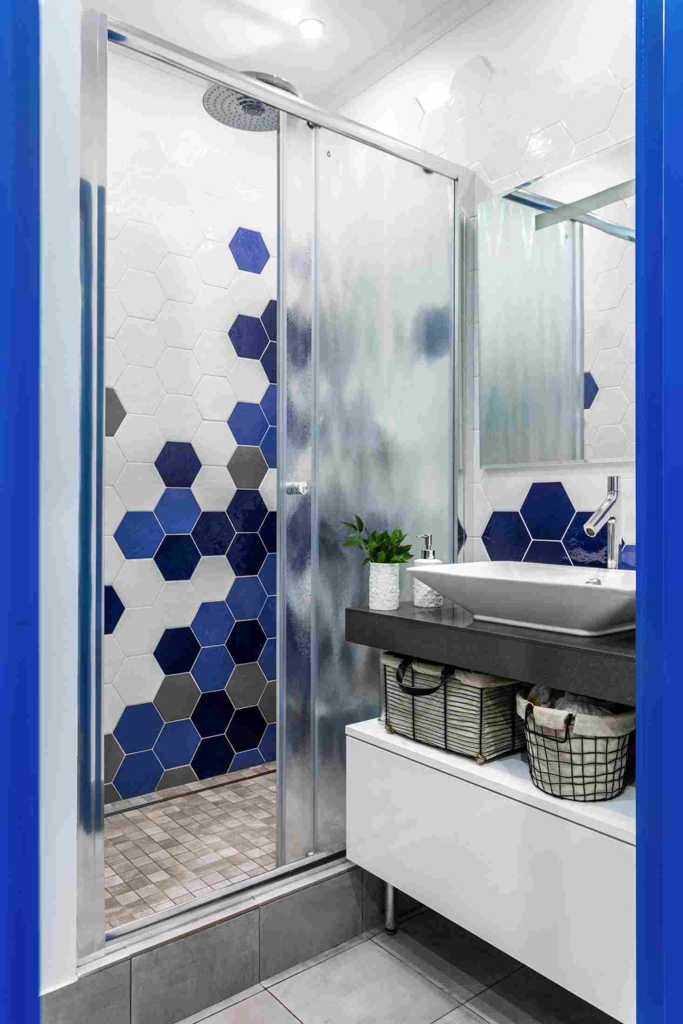 hexagon tiles in shower