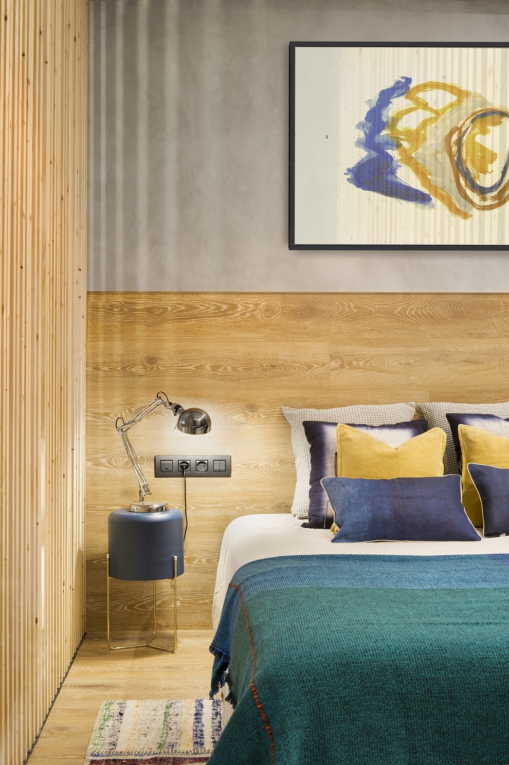 wooden wall in bedroom
