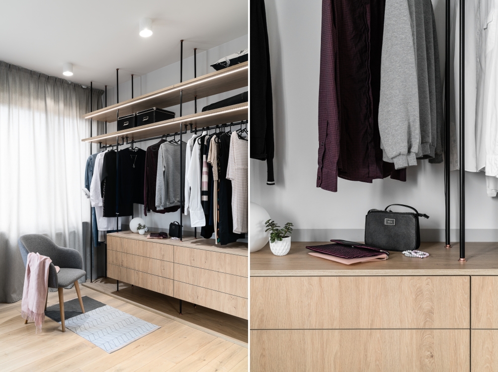 open wardrobe in bedroom