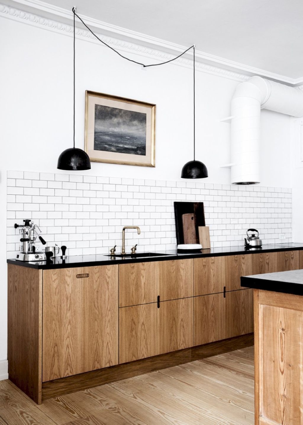 kitchen with no upper cabinets