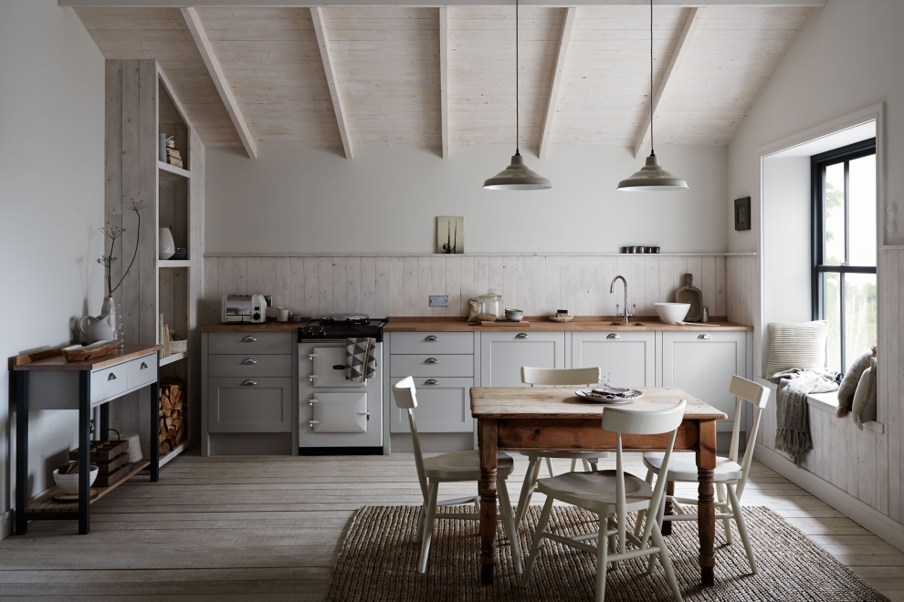 kitchen with no upper cabinets