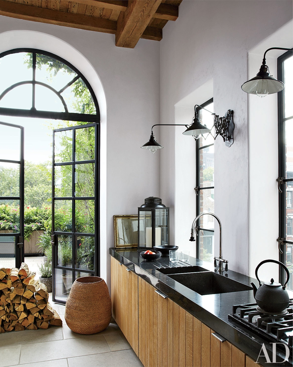 kitchen with lots of windows