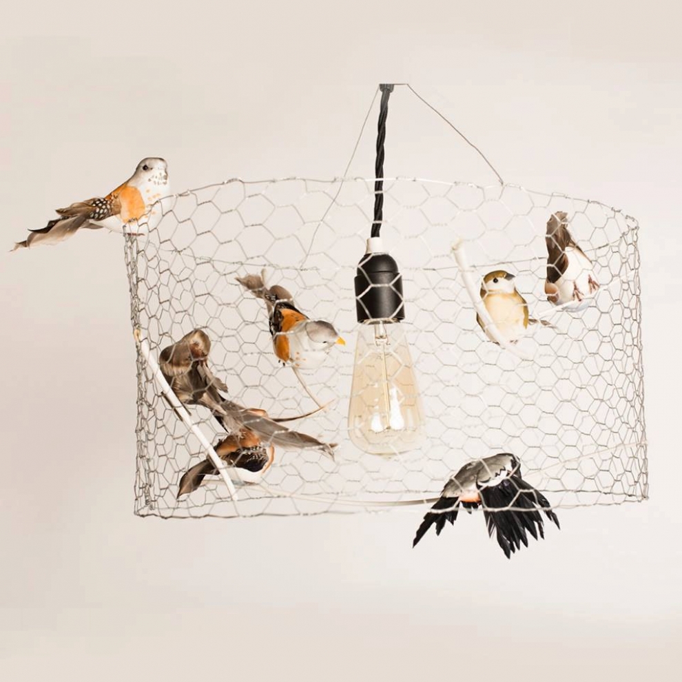 pendant metal lamp with birds