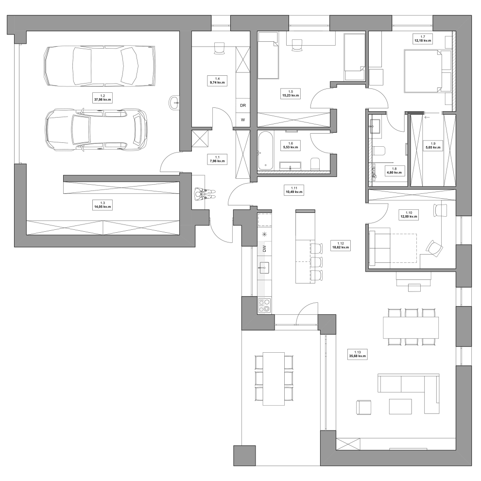 baldu idestymo planas 1a namas su garazu