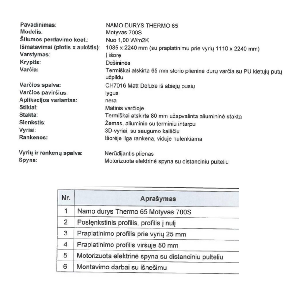 lauko durys technine informacija