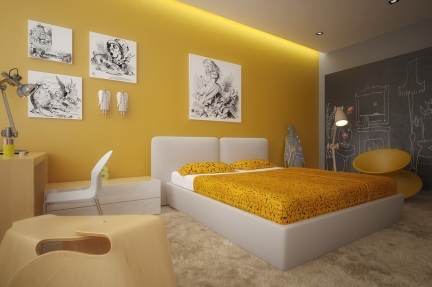 teenager's room yellow