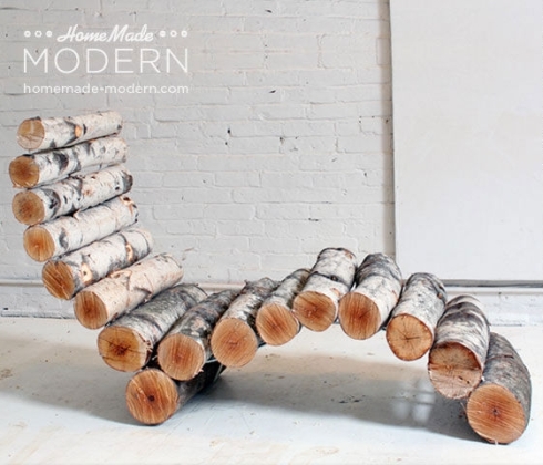 loung chair from wood logs
