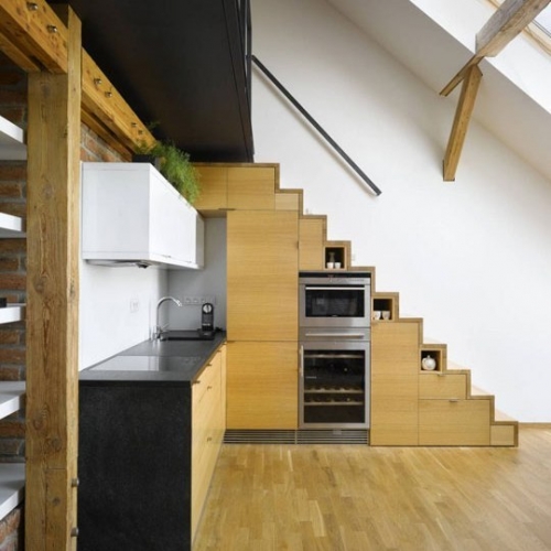 kitchen under stairs