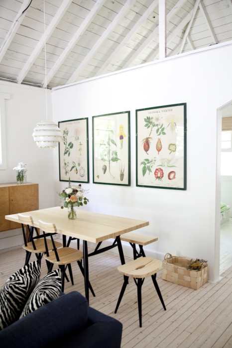 chairs and bench nex to a table