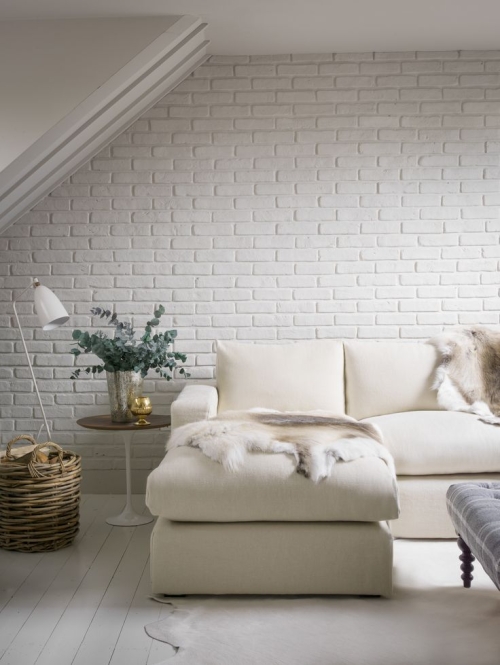white bricks in bedroom