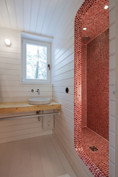 red bathroom