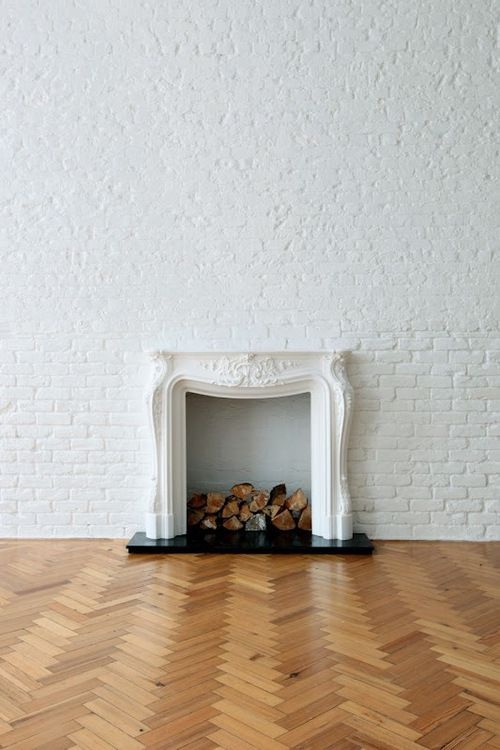 brick wall fireplace