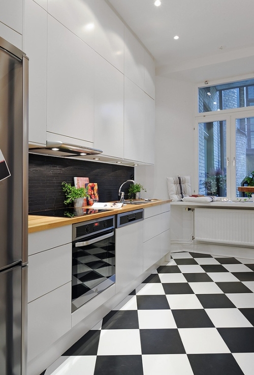 black and white floor