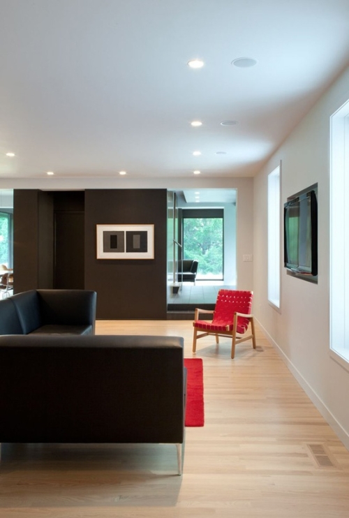red color accents in interior