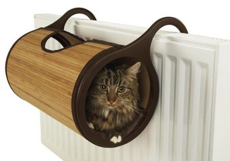 katės guolis ant radiatoriaus