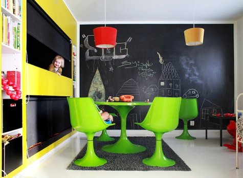 child's room with blackboard