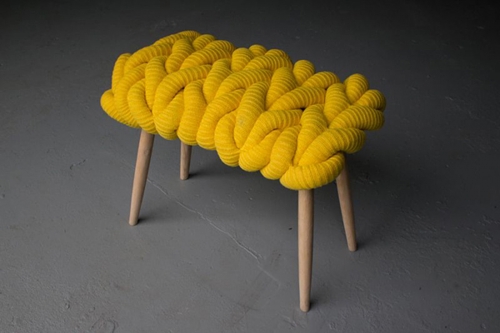 knitted yellow stool