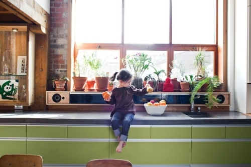 audio equipment in the kitchen