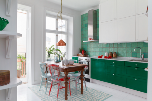 green kitchen tiles