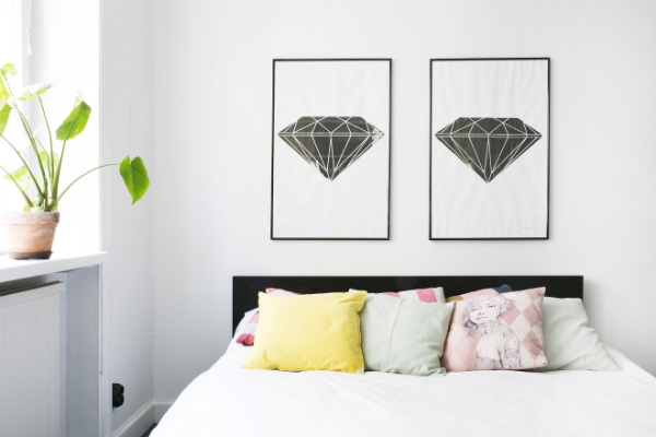 paintings over the bed
