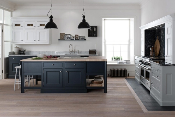 grey white black kitchen