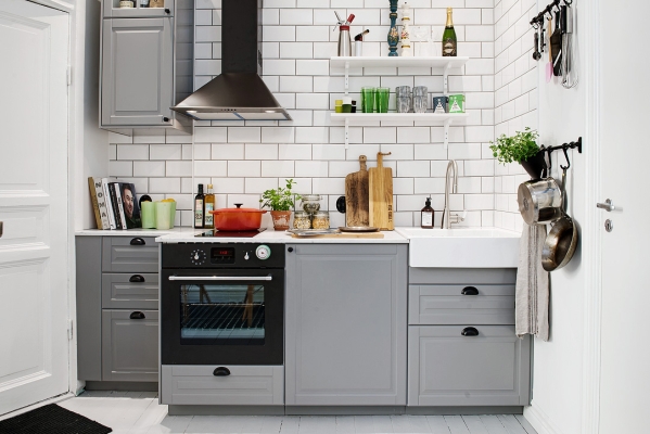 grey and white kitchen