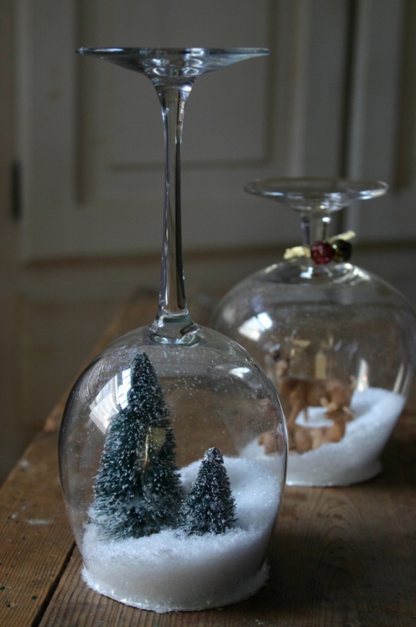 christmas decoration in wine glass