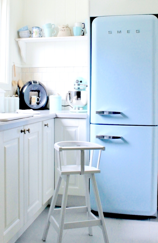 blue fridge